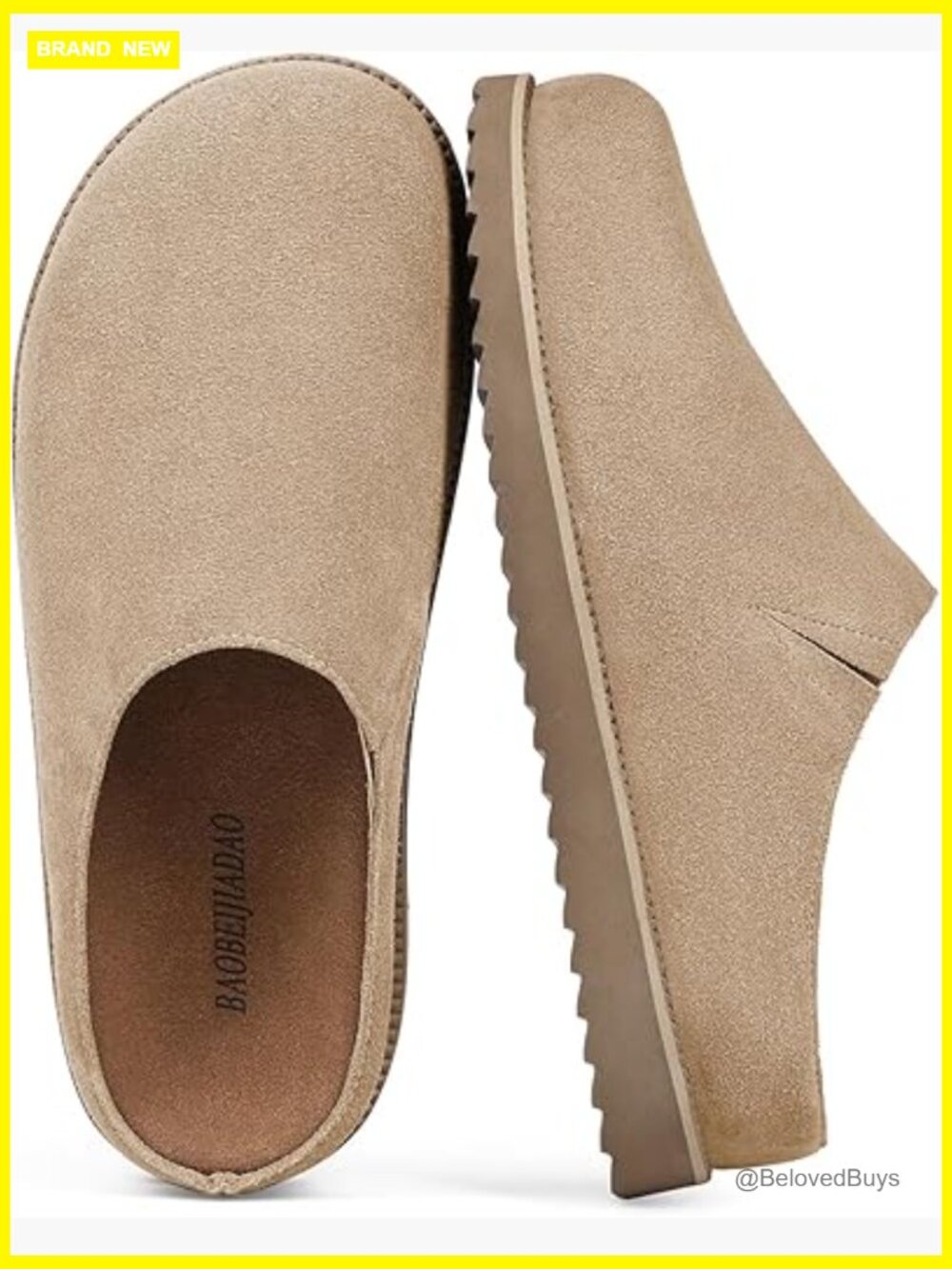 Genuine Suede Platform Clogs Arch Support Mules Slip On Round Toe - Picture 1 of 6